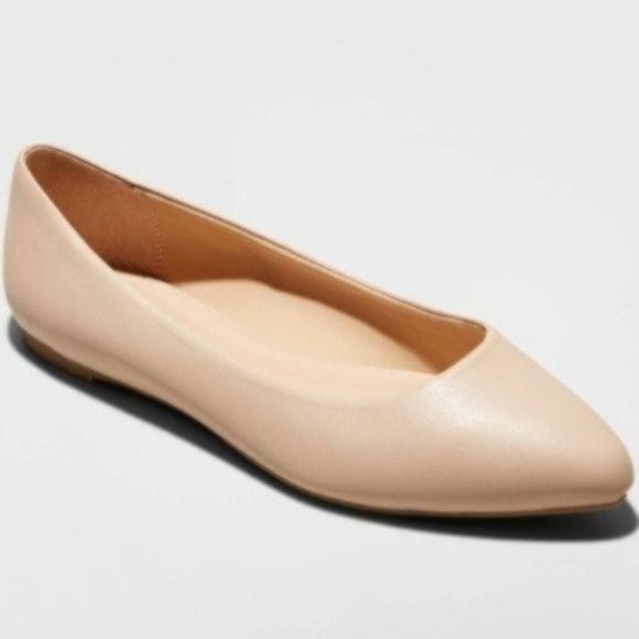 a new day Shoes - Kora Microsuede Pointed Toe Ballet Flats NWT Nude